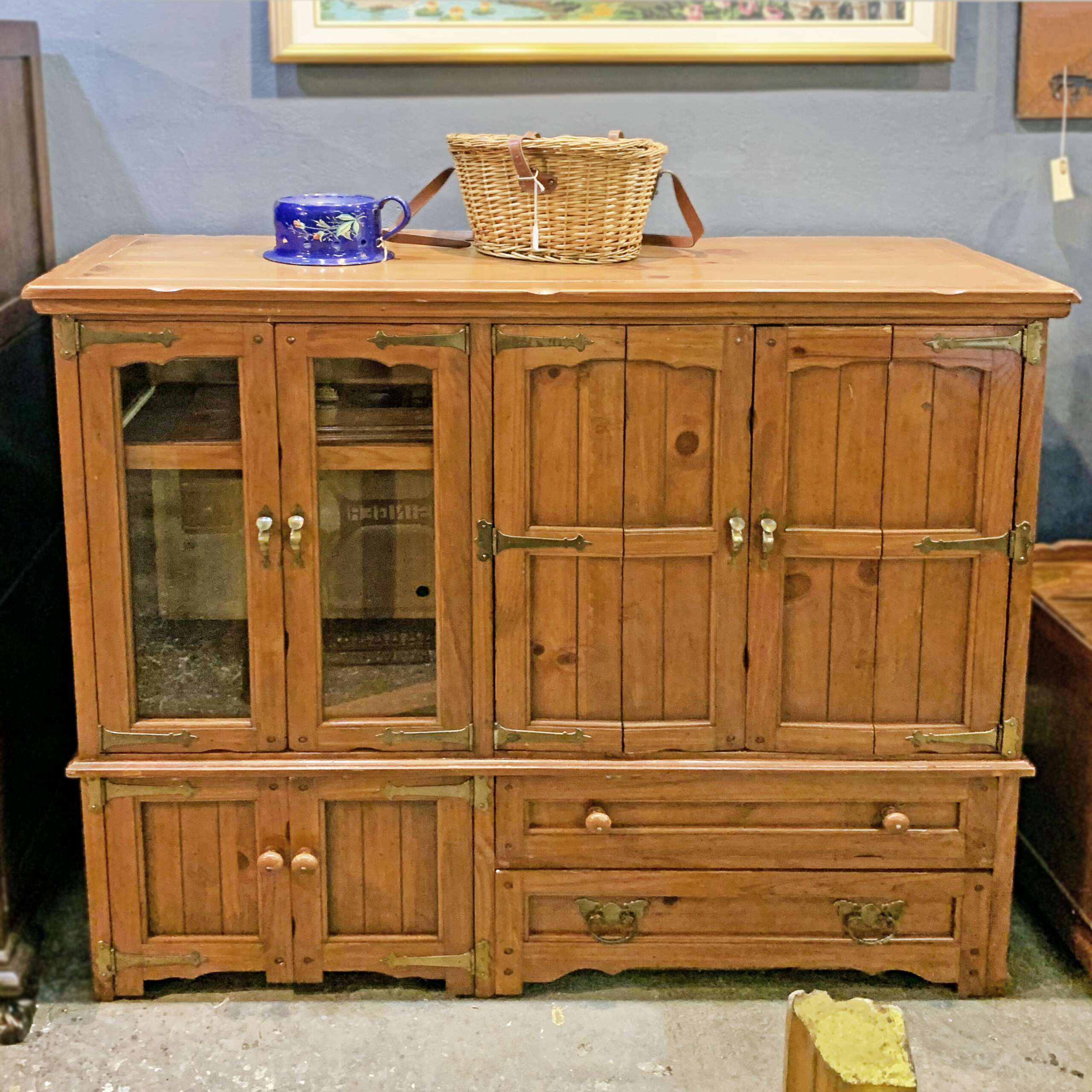 Pine & Veneer TV Cabinet