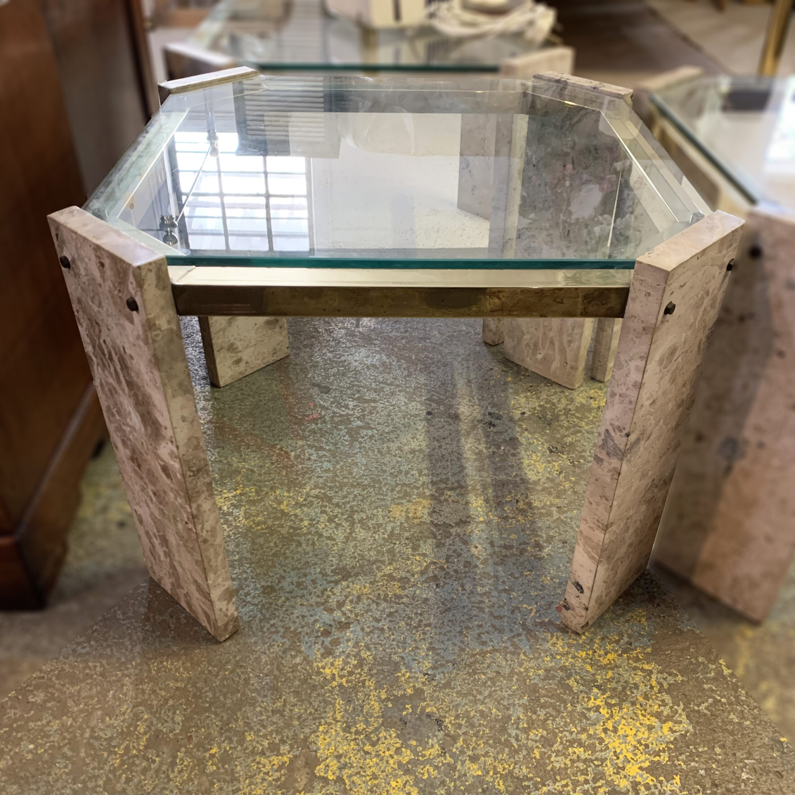 Vintage Travertine Side Table