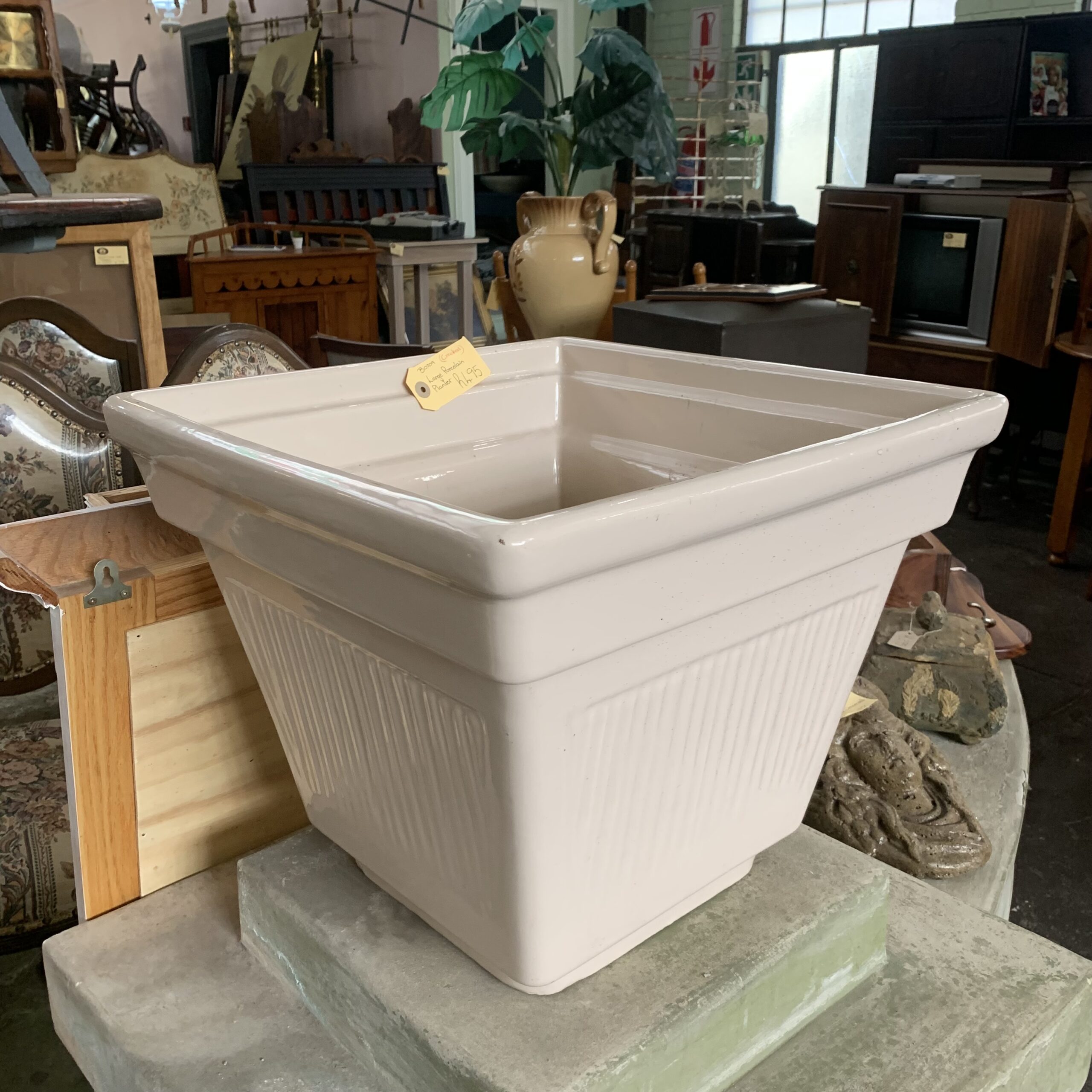 Large Porcelain Planter (Cracked)
