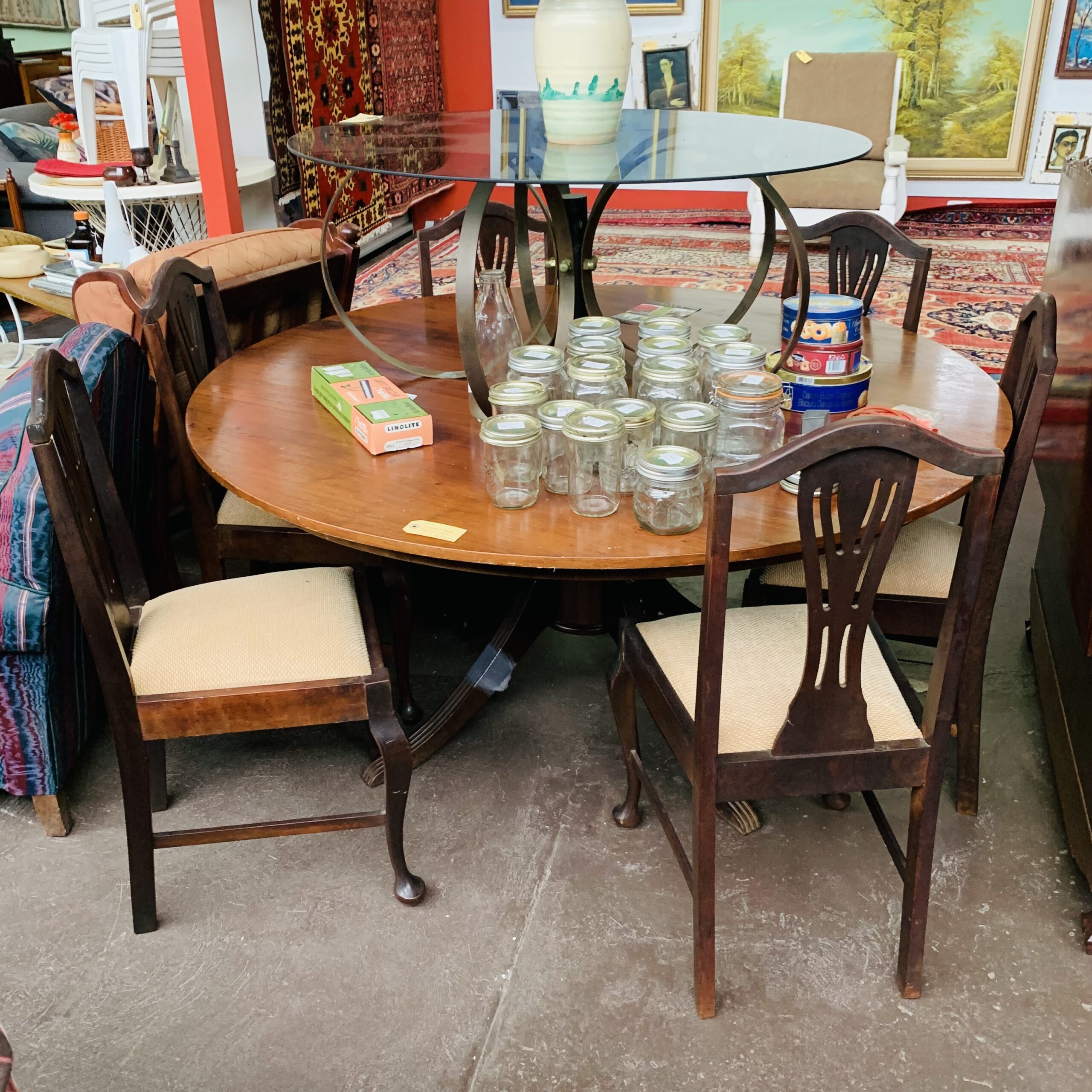 Imbuia & Veneer Table & 6 Chairs