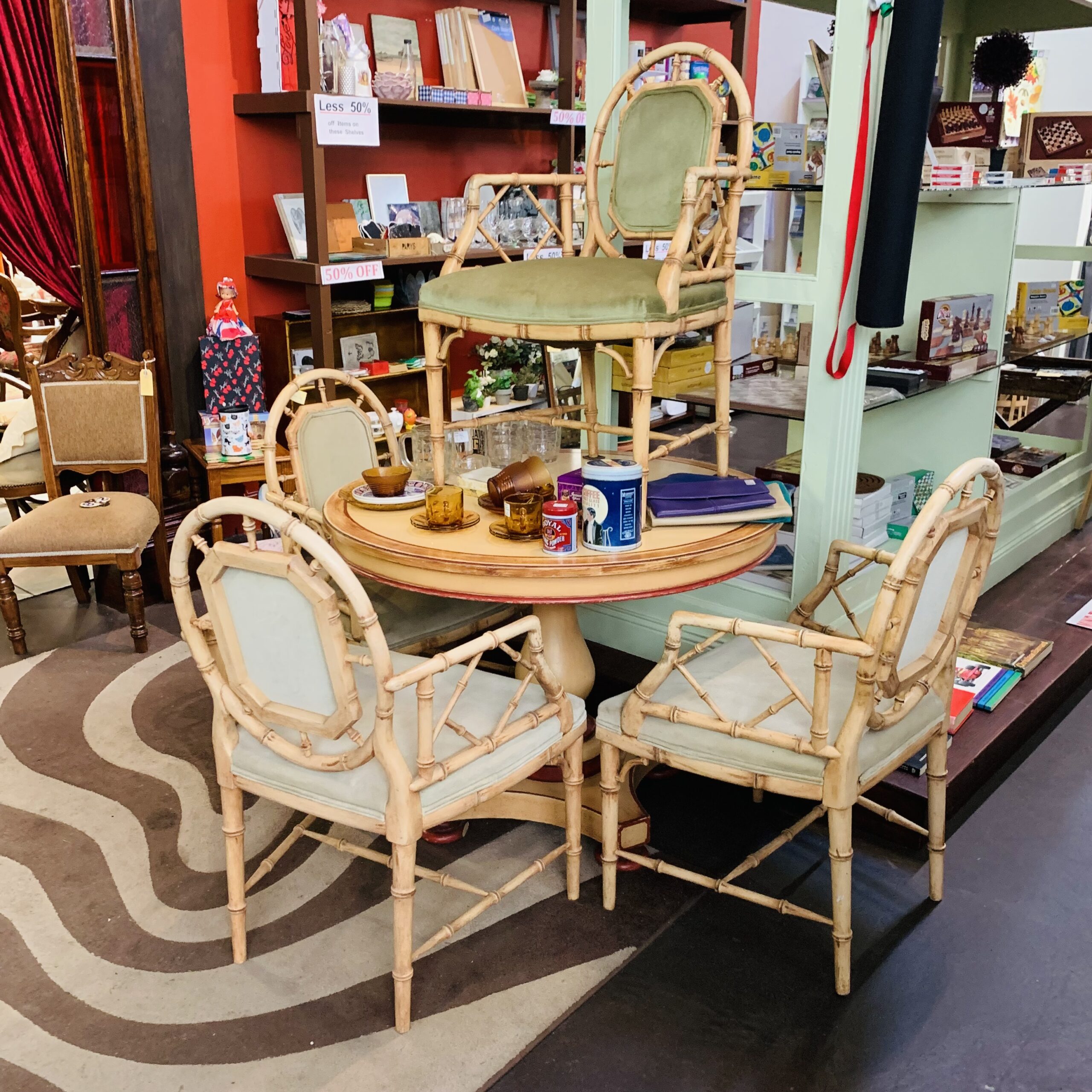 Faux Bamboo Table & 4 Chairs