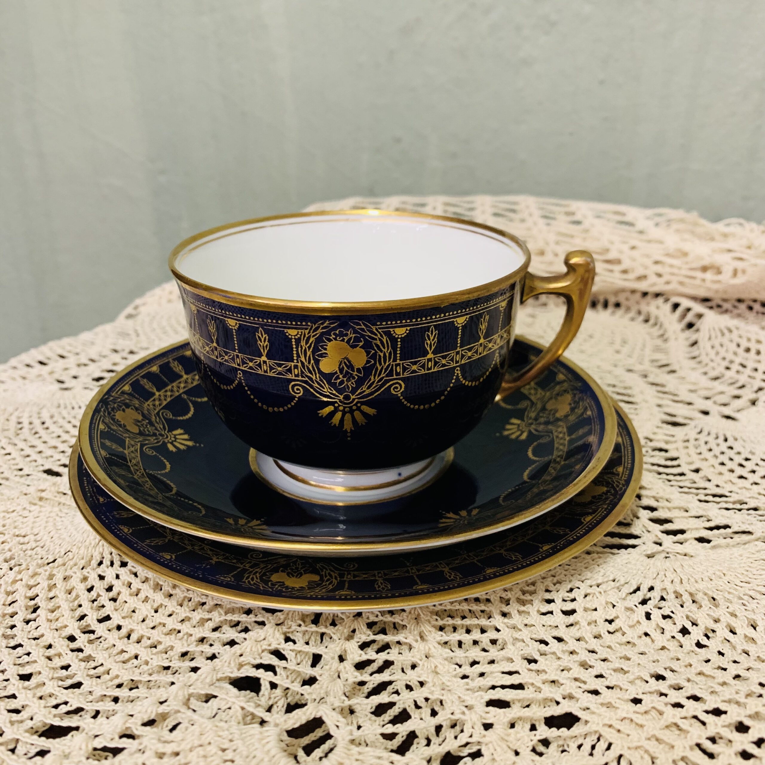 Maple & Co London Trio Cobalt blue & Gold