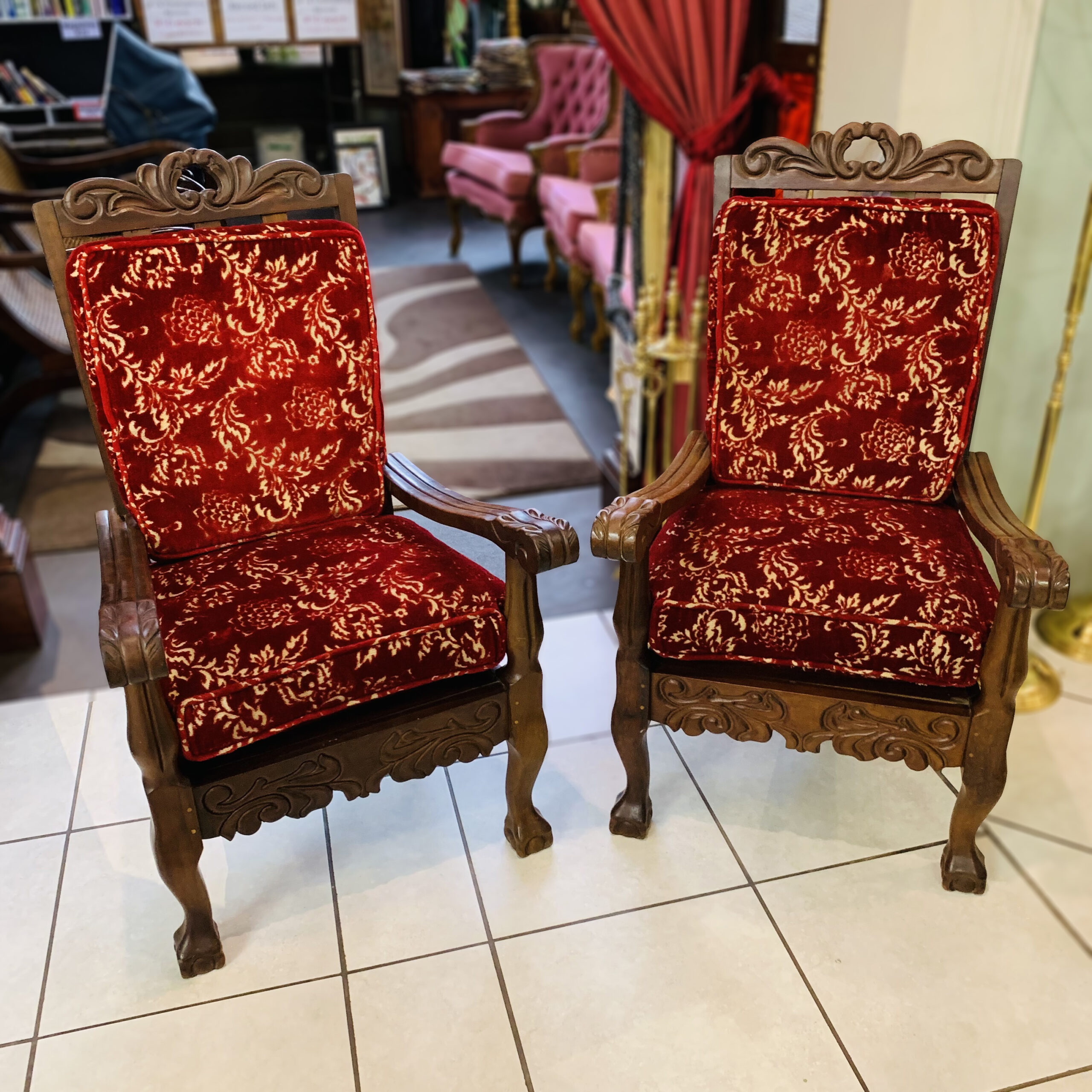 Pair of Imbuia Arm Chairs