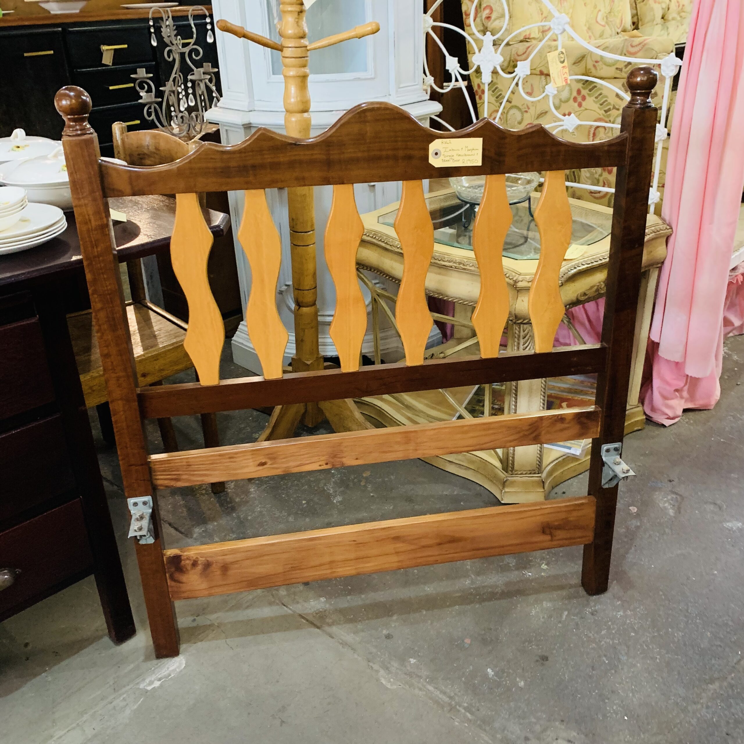 Imbuia & Marphim Single Headboard & Steel Base