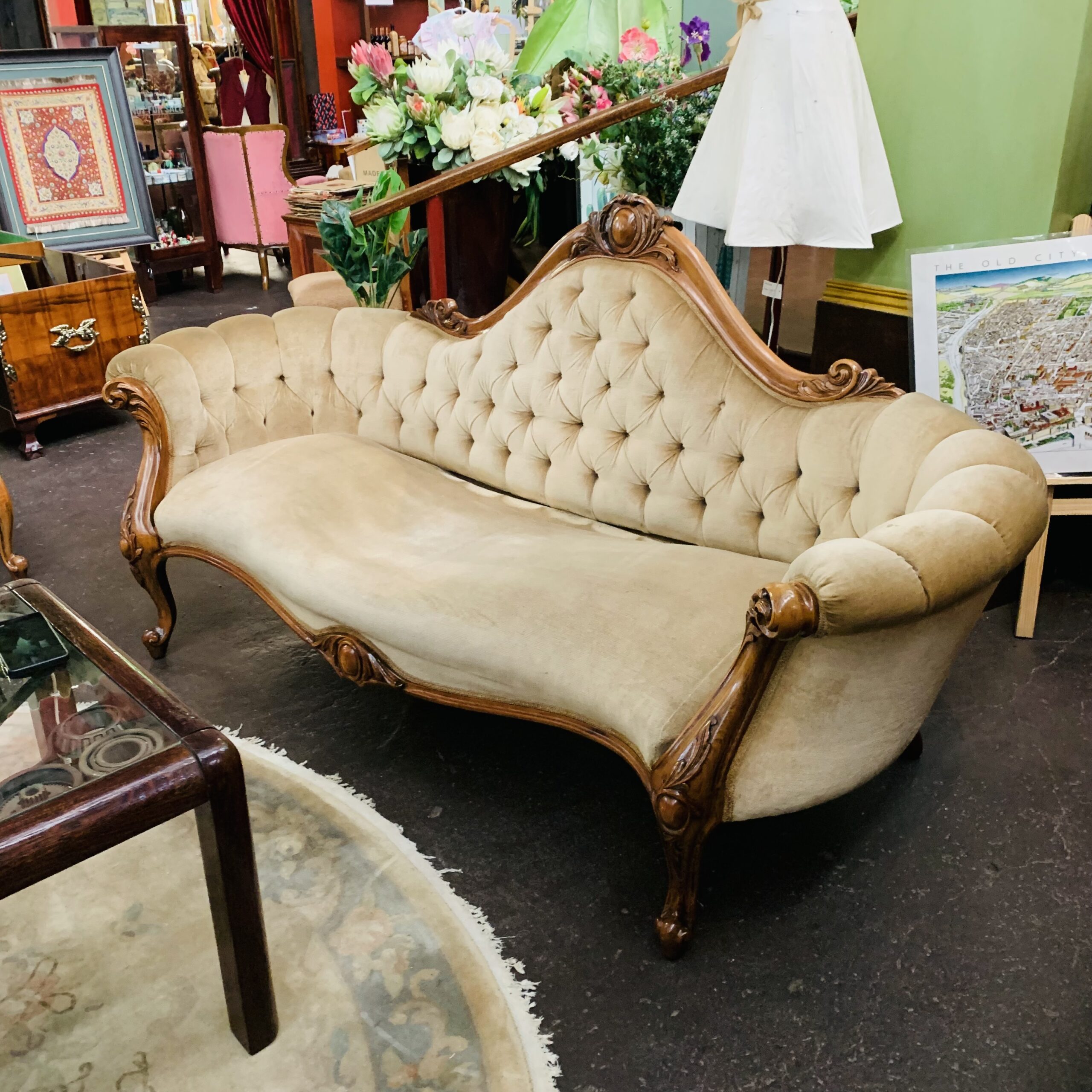 5pce Victorian Style Beechwood Lounge Suite
