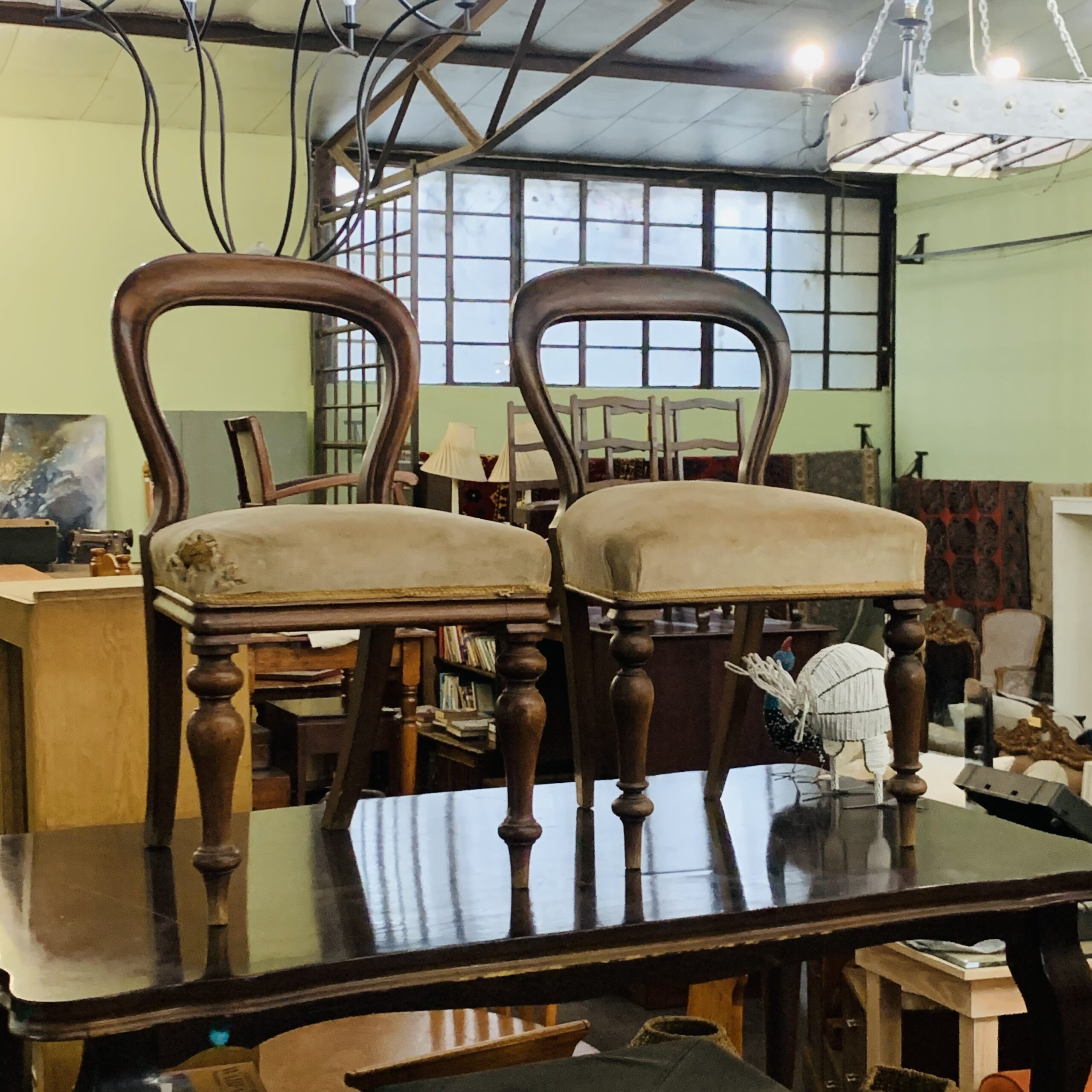 Pair Victorian Mahogany Baloon Back Chairs