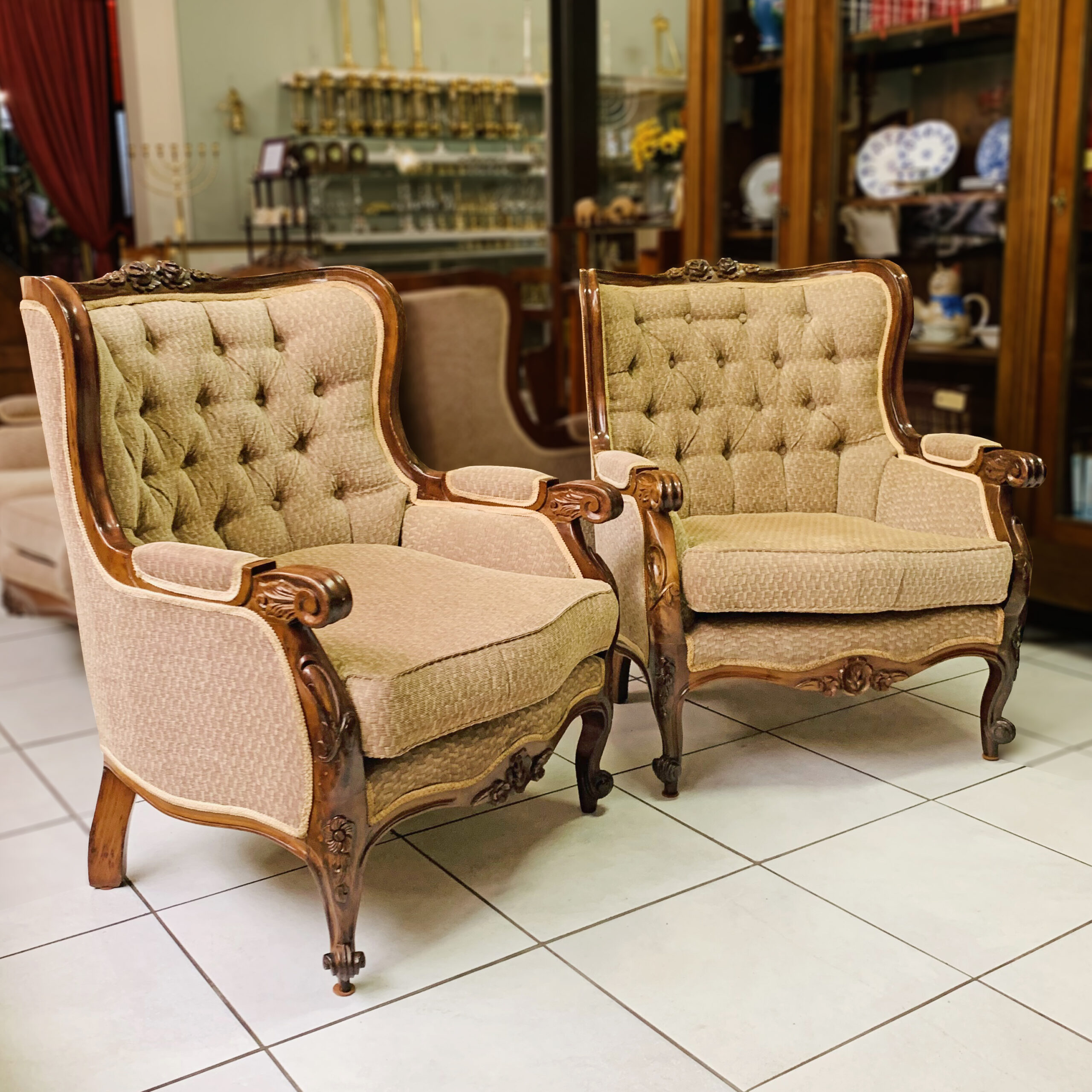 Pair of Victorian Style Imbuia Arm Chairs