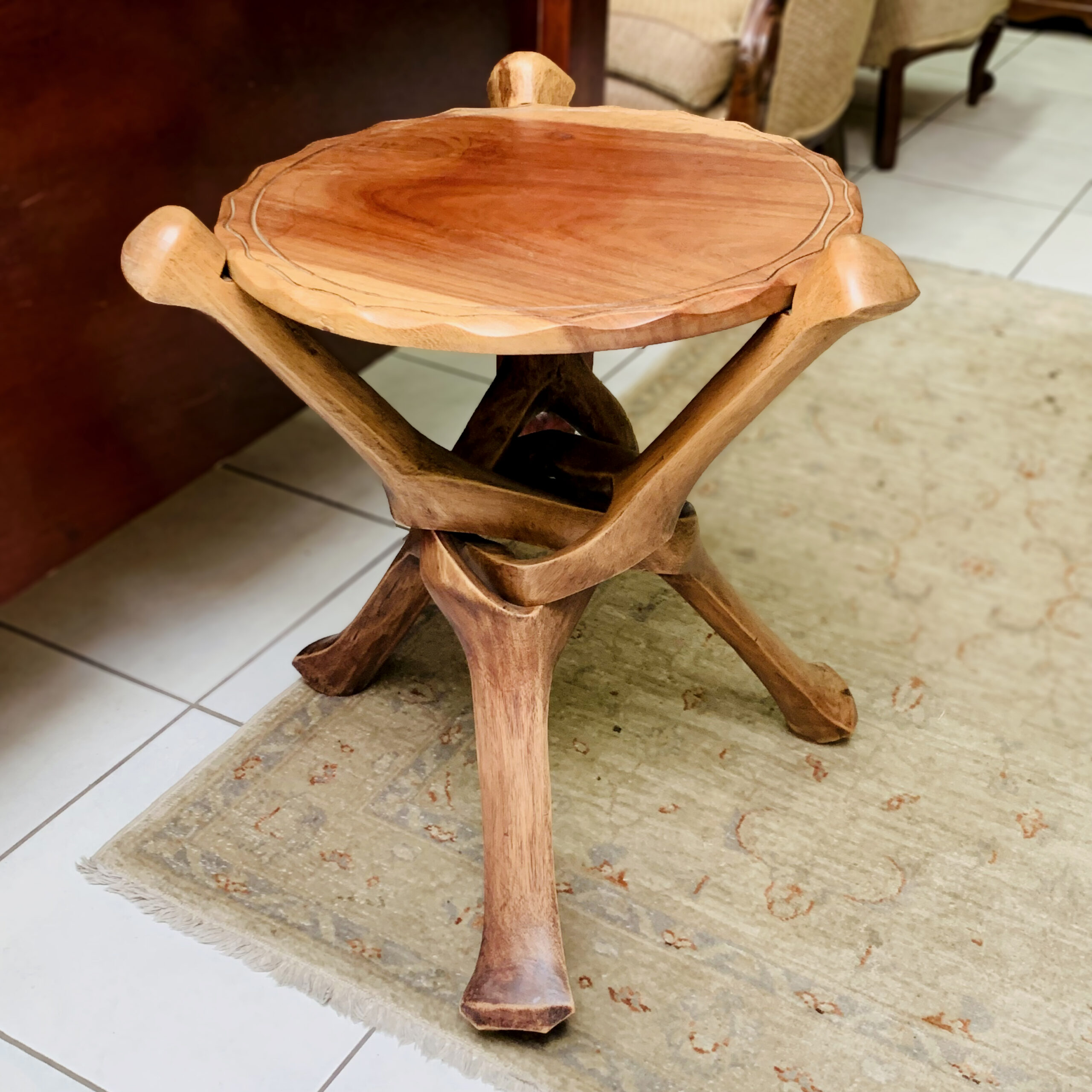 African Wood Side Table