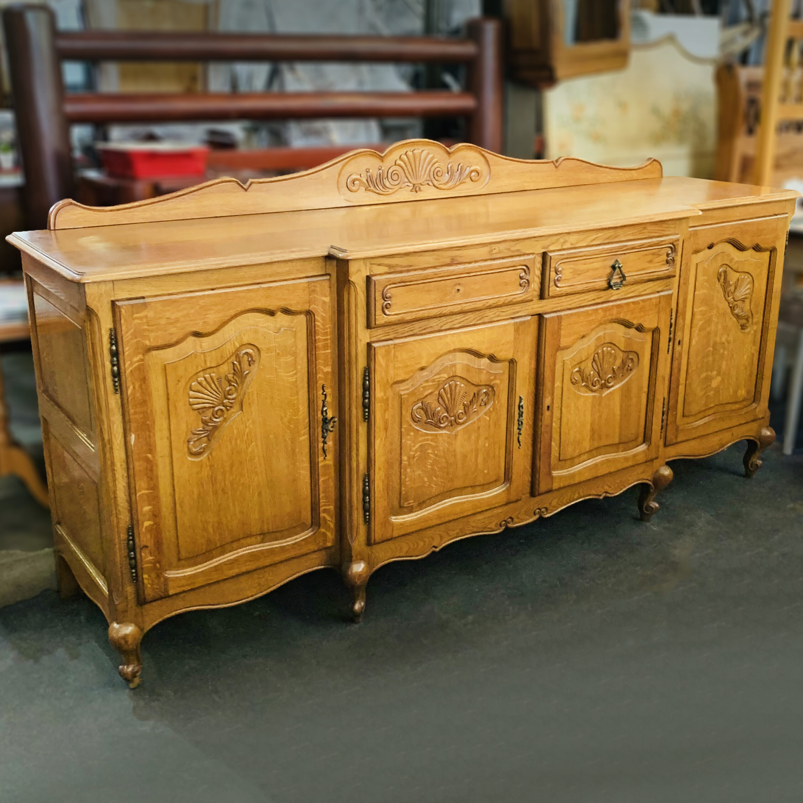 Carved Belgian Oak Sideboard