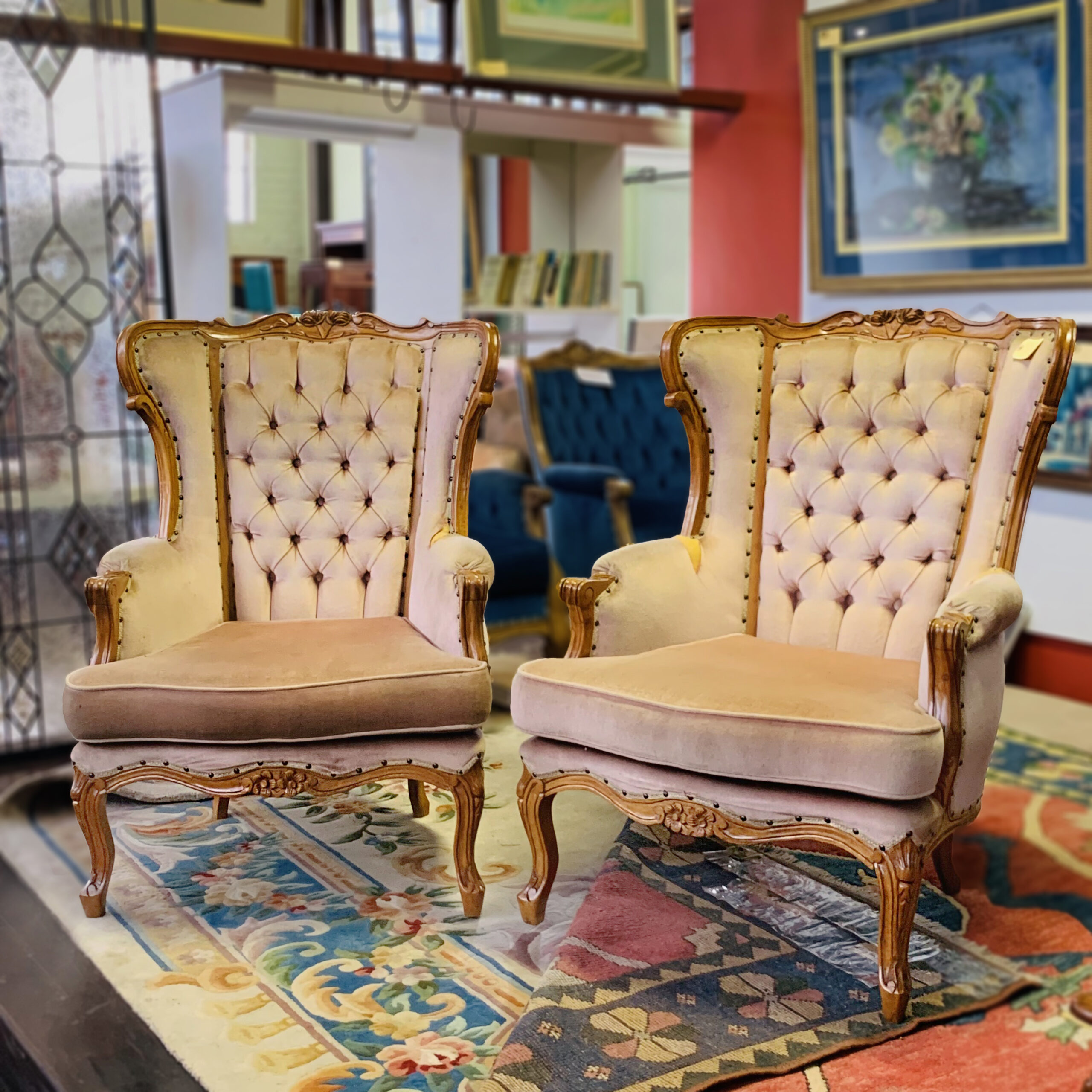 Pair of Victorian style Beechwood Chairs