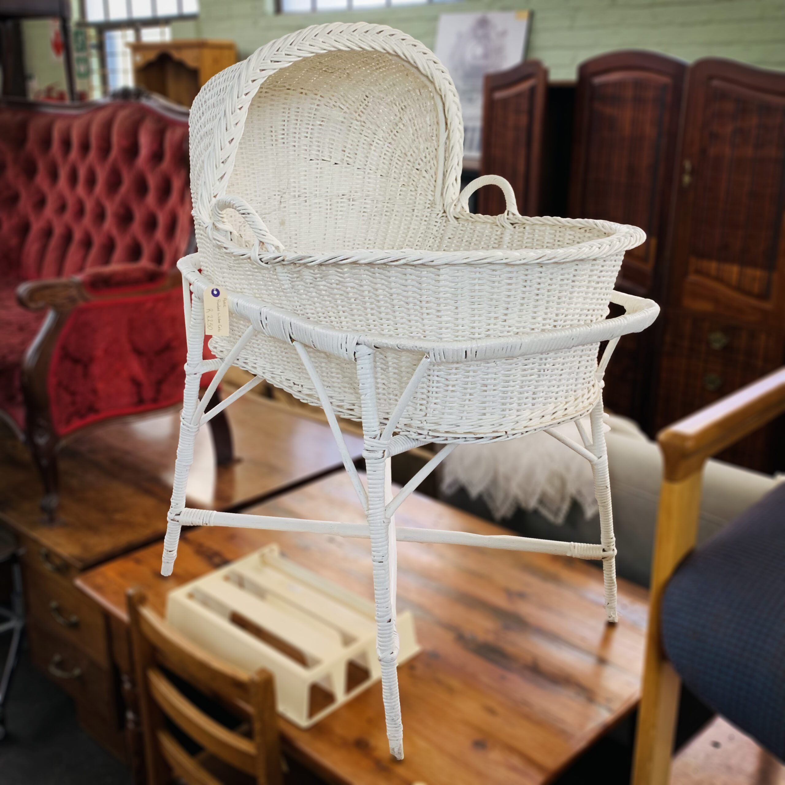 Painted Wicker Crib