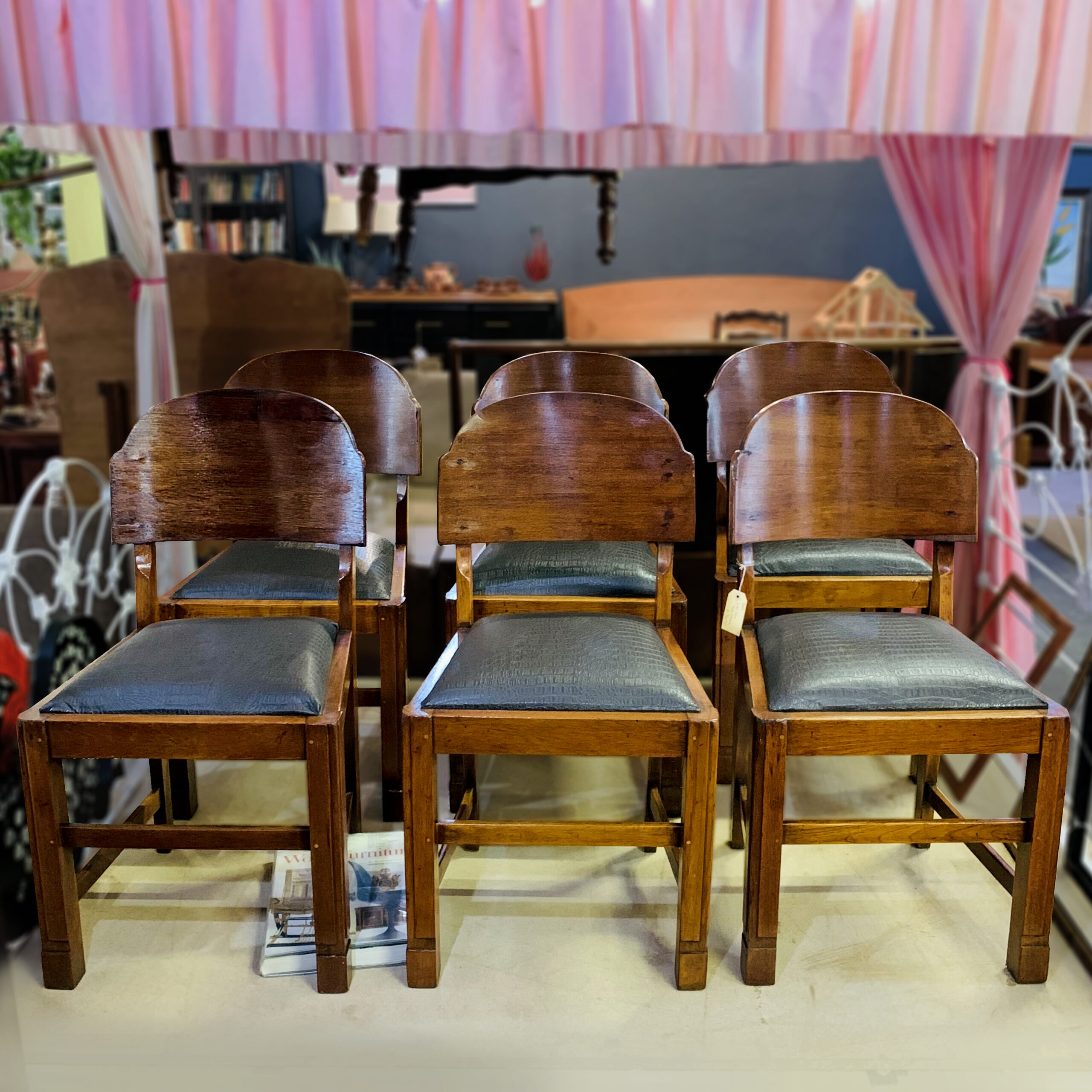 6 Art Deco Teak Chairs