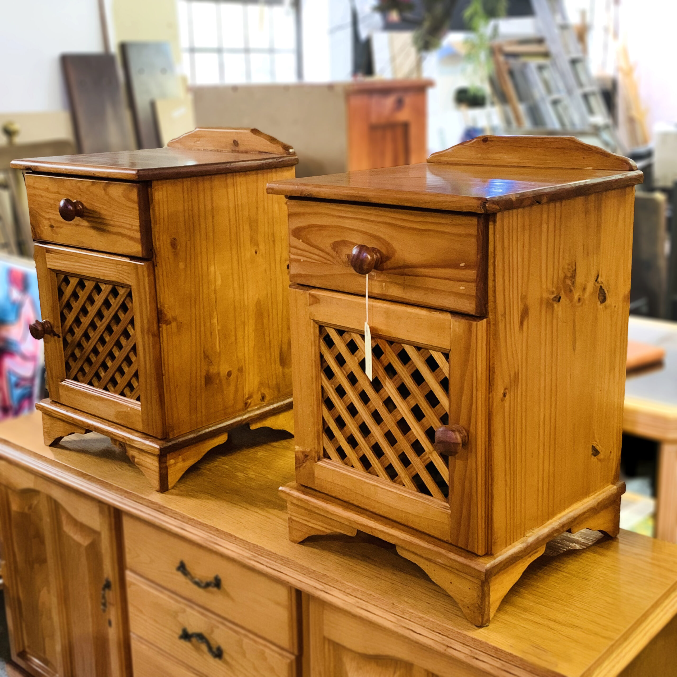 Pair Pine Pedestals