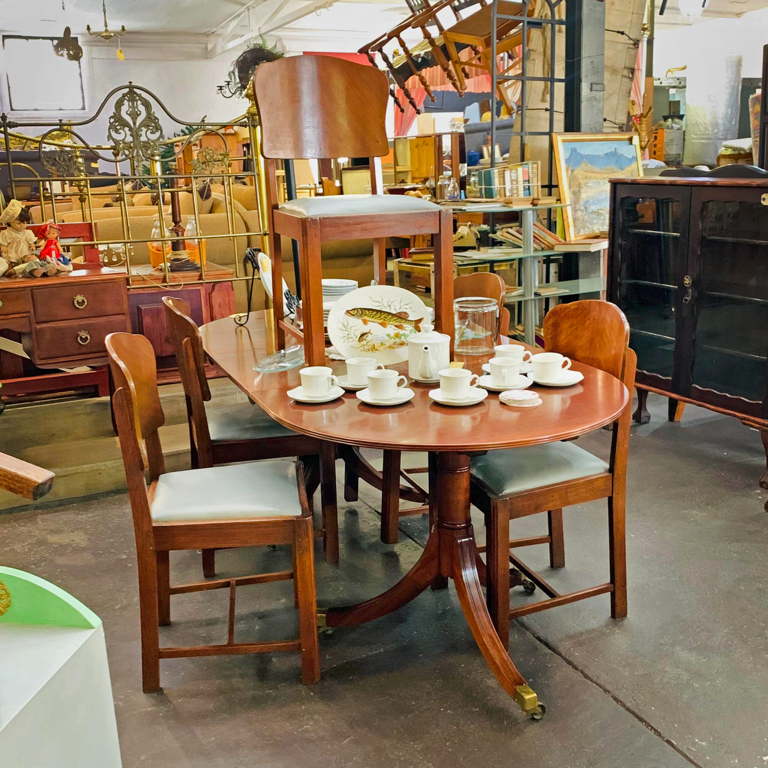 Set of 5 Veneered + Teak Art Deco Chairs
